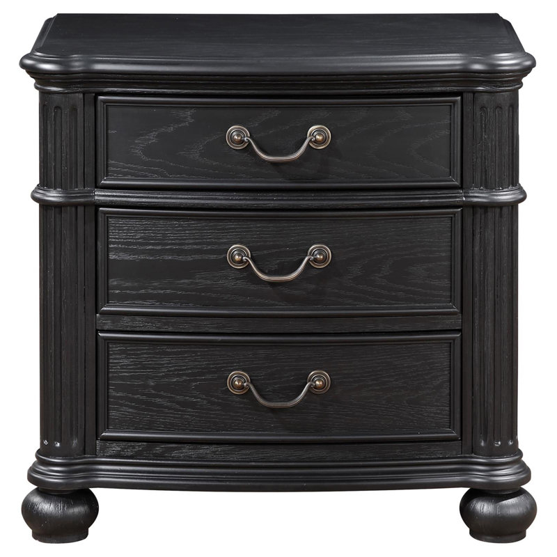 Dalerie Black 3 drawer Nightstand